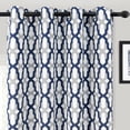 thumbnail image 2 of DriftAway Mason Thermal Blackout Grommet Window Curtains Geometric Trellis Pattern 2 Panels 102"L x 52"W Navy, 2 of 9
