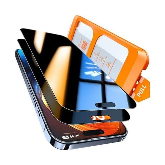 for iPhone 15 Pro Privacy Screen Protector 9H  Hardness Tempered Glass Full Coverage Screen Protector Easy Installation 2 Pack