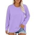 thumbnail image 2 of Womens Summer Tops Plus Size Neck T Shirts Women Long Sleeve Tops Casual Summer Tshirts Loose Fit Tee Shirts for Women, 2 of 6