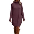 thumbnail image 2 of Karymi Summer Dresses for Women Turtleneck Sweater Dress, Long Sleeve Oversized Loose Fit Side Split Hem Warm Casual Shift Dresses, 2 of 6