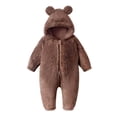 thumbnail image 4 of Lumosvexa Baby Hooded Jumpsuits Fleece Soft with Zipper Long Sleeve Winter Warm Comfort Onesie Brown 9M, 4 of 5