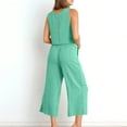 thumbnail image 6 of WMTBSRSW Two Piece Set for Women Sleeveless Crop Top Capri Wide Leg Pants Summer Vacation Outfits Loose Linen Lounge Sets Smock Neck Matching Sets, 6 of 8