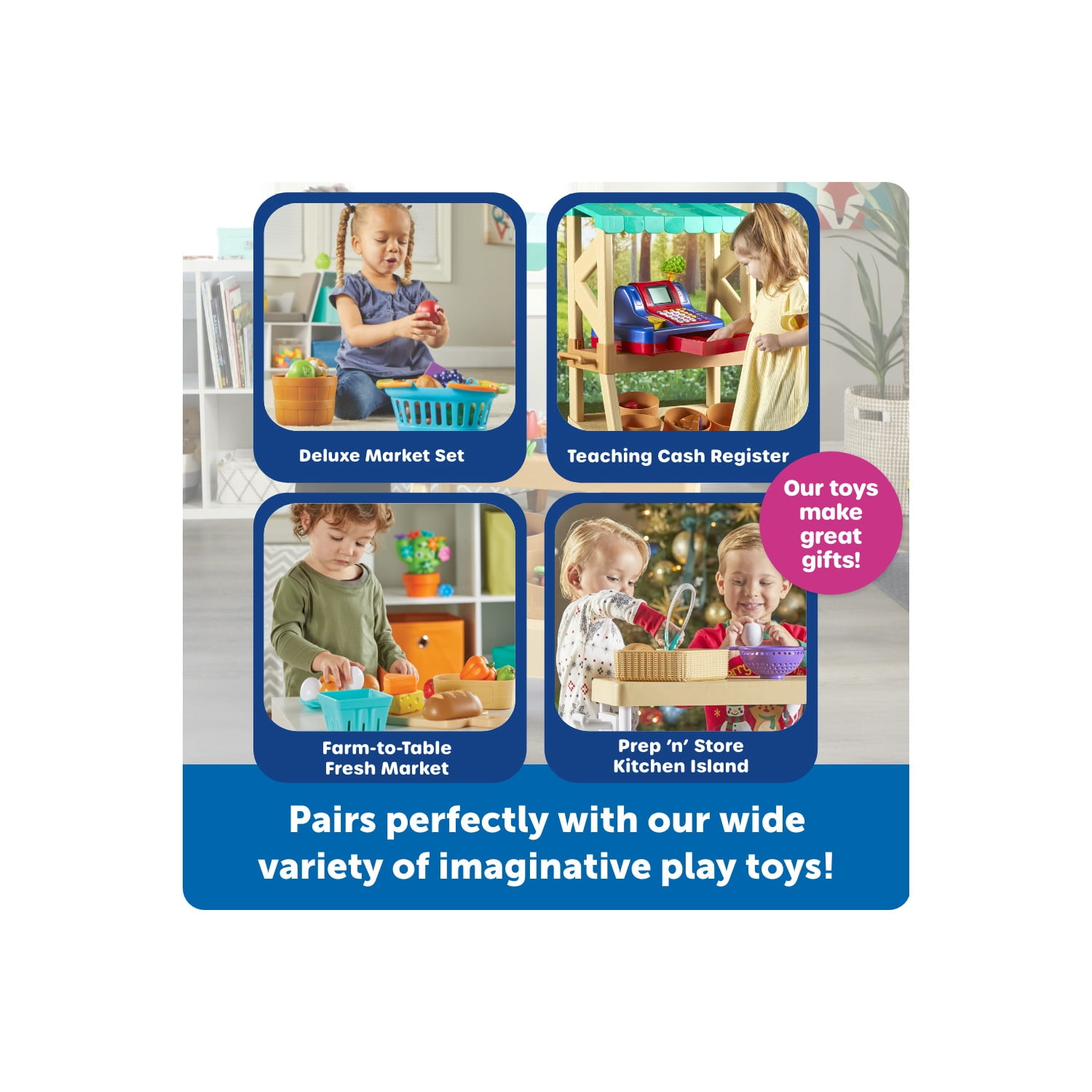 Learning Resources My First Farmstand Toy Farmers Market Cart With Play Food for Toddlers, Ages 2+