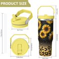 thumbnail image 4 of 30 Oz Tumbler Yellow Leopard-print Sunflower Tumbler with Lid and Straw, Birthday Gift Cup for Friend Women Men Coffee Travel Mug Thanksgiving Day Halloween Christmas Gift Water Bottle, 4 of 7