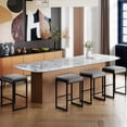 thumbnail image 5 of Costway 26” Bar Stools Set of 2 with Faux Leather Upholstered Seat, Metal Legs, Footrests Gray + Black, 5 of 10