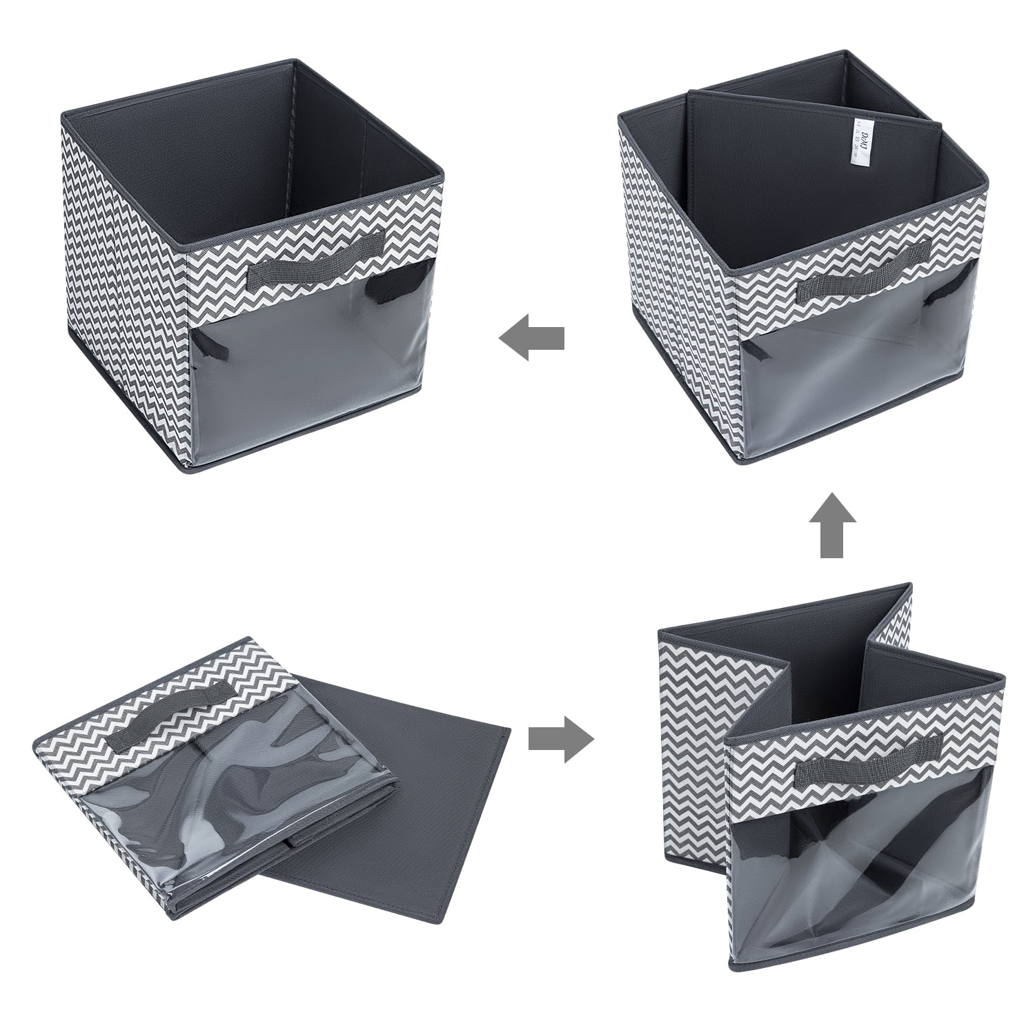 DIMJ Storage Bins, 3 Pcs Fabric Storage Cube Bins, Folding Closet