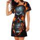 thumbnail image 2 of Easygdp Flame Metal Skull Camisón de manga corta para mujer, informal, estampado, 2 of 6