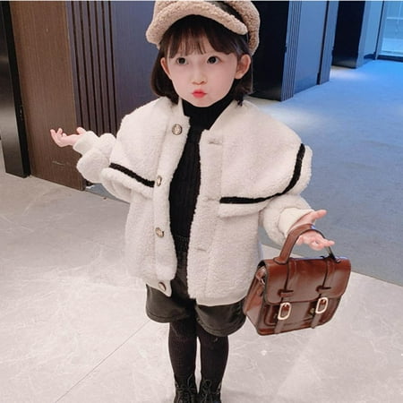 

Winter Kids Long Top Coat For Girl Autumn Faux Mink Cashmere Girls Coat Children Fake Fur Overcoat Warm Jacket