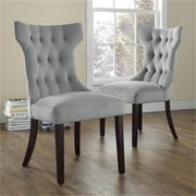 Dorel Living DA6090-PL DHP Clairborne Tufted Hourglass Dining Chair  Set of 2  Gray