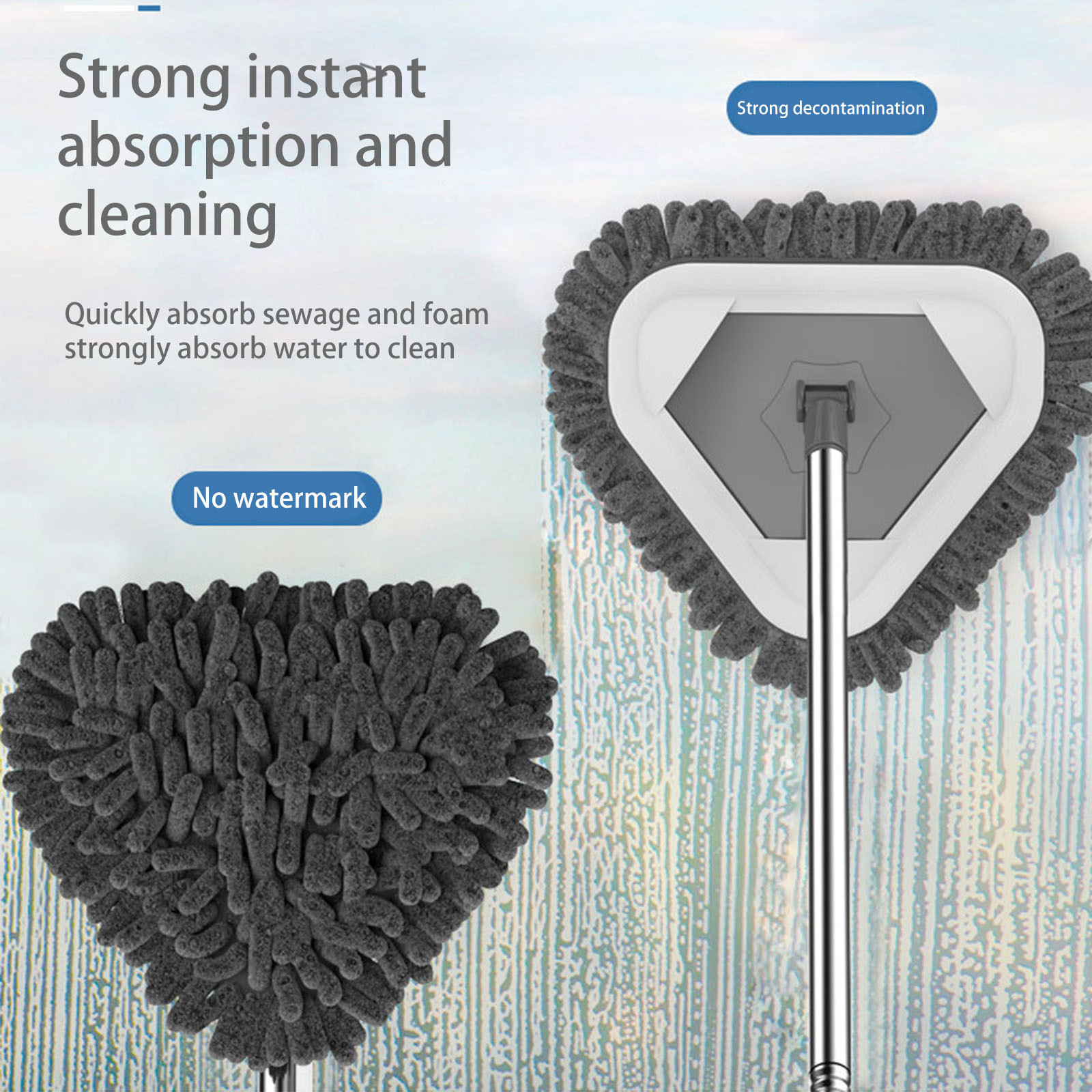 Wall Mop Wall Cleaner with 66” Long Handle, 15°Labor-Saving Elbow Baseboard  Cleaner Tool, Microfiber Ceiling Dust Mop Duster Washer Cleaning Brush for
