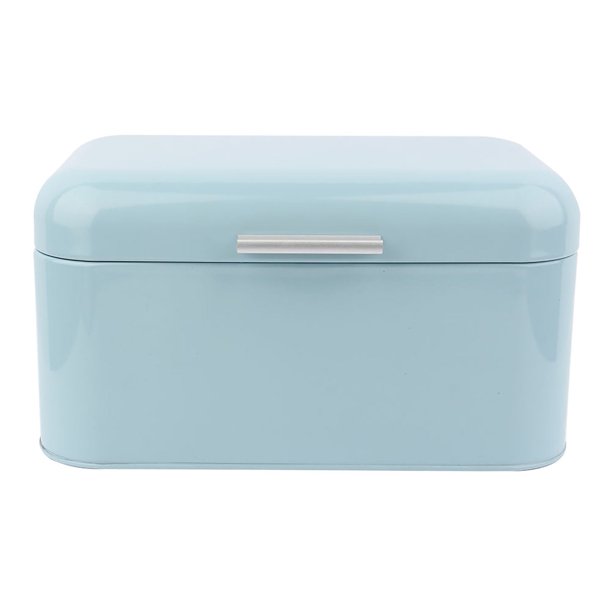 Panera vintage de metal azul: gran capacidad, diseño a prueba de huellas dactilares, superficie con recubrimiento en polvo, construcción de hierro resistente, elegante decoración para el hogar.