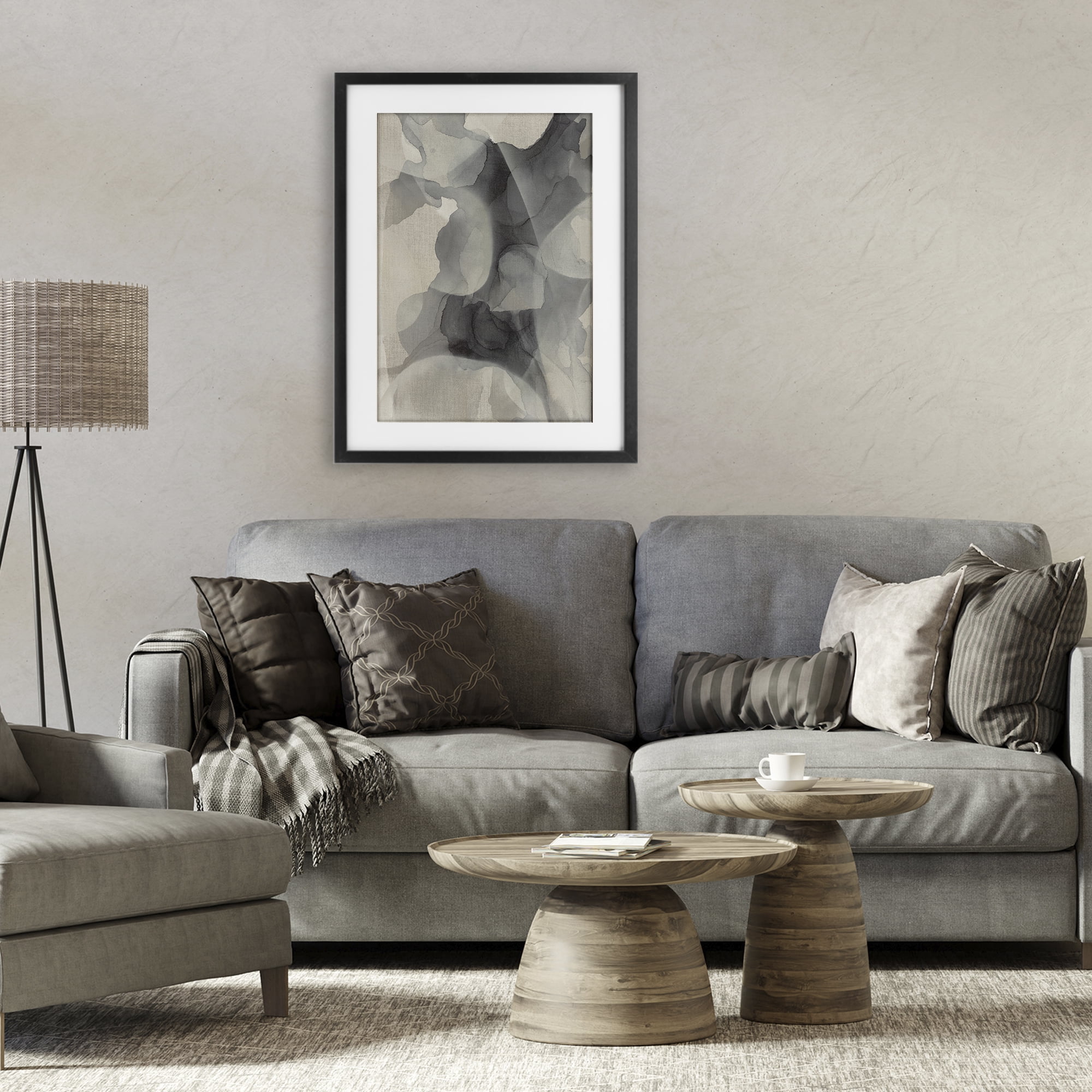 Stupell Industries Mottled Monochrome Abstract Black Framed Print Under Glass, design by Kippi Leonard