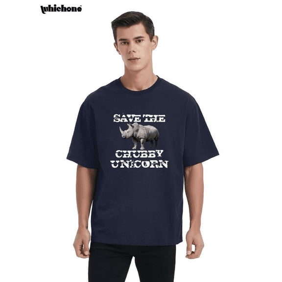 Mens Rhinoceros Themed TShirt Save The Chubby Unicorn Tee Funny Humor Graphic T-Shirt