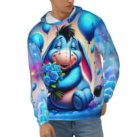 Eeyore Unisex Hoodies 3D Print Hooded Sweatshirt for Men Women, Long Sleeve Fall Pullover Top with Pockets
