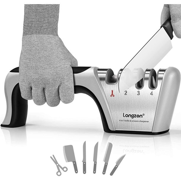 Knife Sharpener, [4 slots] Kitchen Knife Sharpener, Afilador De