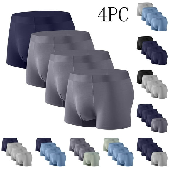 WIZUTIZ 4-Pack Men's Soft Modal Underwear Boxers Breathable Comfortable Classic Solid Color Boxer Briefs