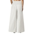 thumbnail image 5 of Gomelly Women Pants Solid Color Loungewear Boho Palazzo Pant Ladies Baggy Holiday Bottoms High Waist Trousers White XL, 5 of 7
