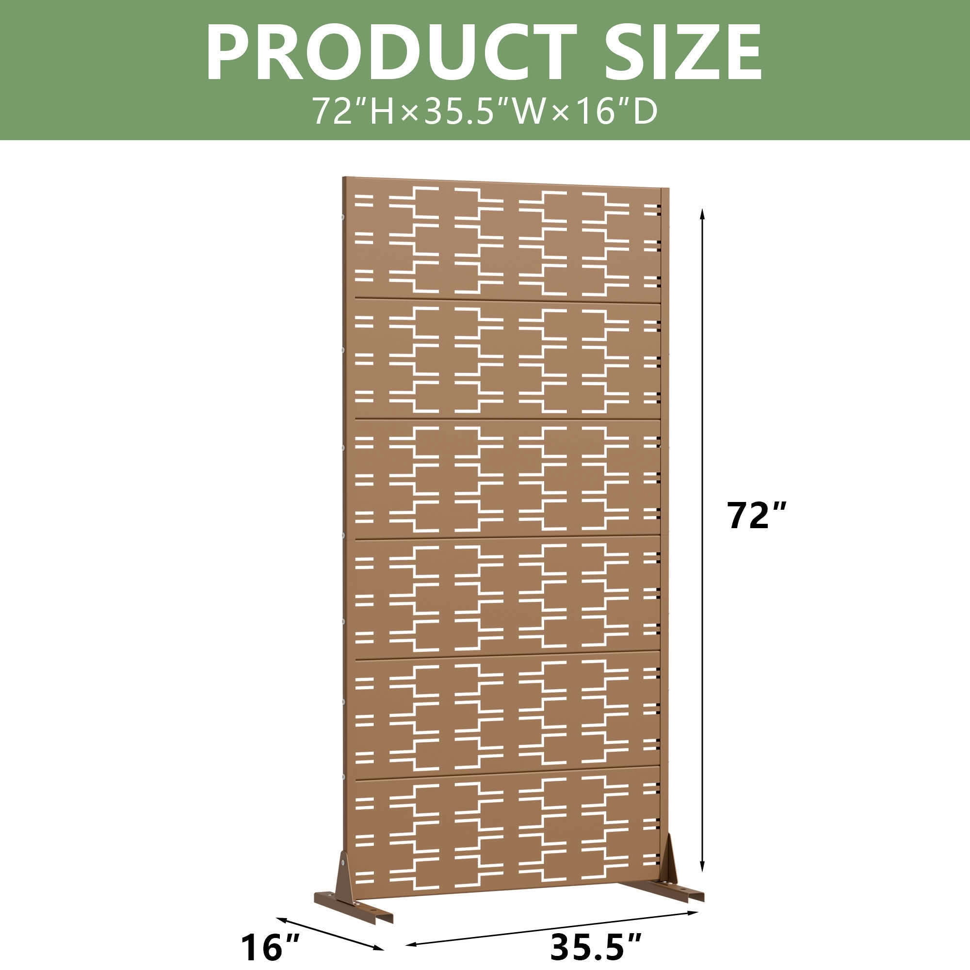 MAYEERTY 72x35 Brown Outdoor Natural Privacy Panel Screen, 6 Piece Set Natural Folding Divider for Backyard and Garden