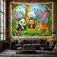 thumbnail image 6 of Gathering Friendly Animals With Jungle Environment Main Seven, Mystical Fantasy for Space Lovers, Galaxy Room Decor, Mother's Day Gift, Tapestry Wall Hanging for Bedroom and Dorm, 6 of 7