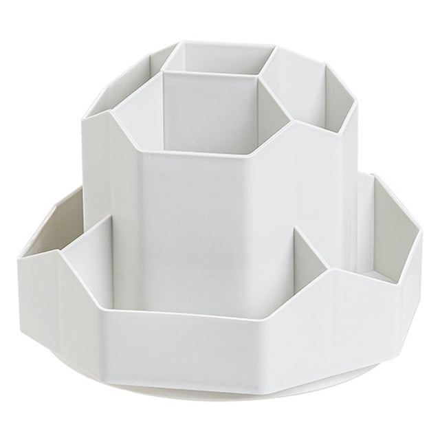 Portalápices de escritorio, 9 ranuras, portalápices giratorio de 360 grados, organizador de escritorio, gris