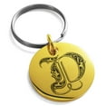thumbnail image 1 of Stainless Steel Letter D Initial Royal Monogram Engraved Small Medallion Circle Charm Keychain Keyring, 1 of 1