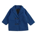 thumbnail image 2 of EnJoCho Boys Girls Winter Pe𝖺 Coat Dress Coats Notched Lapel Collar Double Breas𝗍ed Plaid Over Coats Long Jackets for Kids, 2 of 5