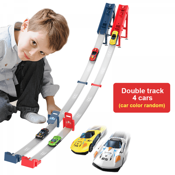 Race Track for Kids, Portable Flexible Car Race Track Set with Dual Wheel Track for Boys Girls Ages 3-8 Xmas Birthday Gifts