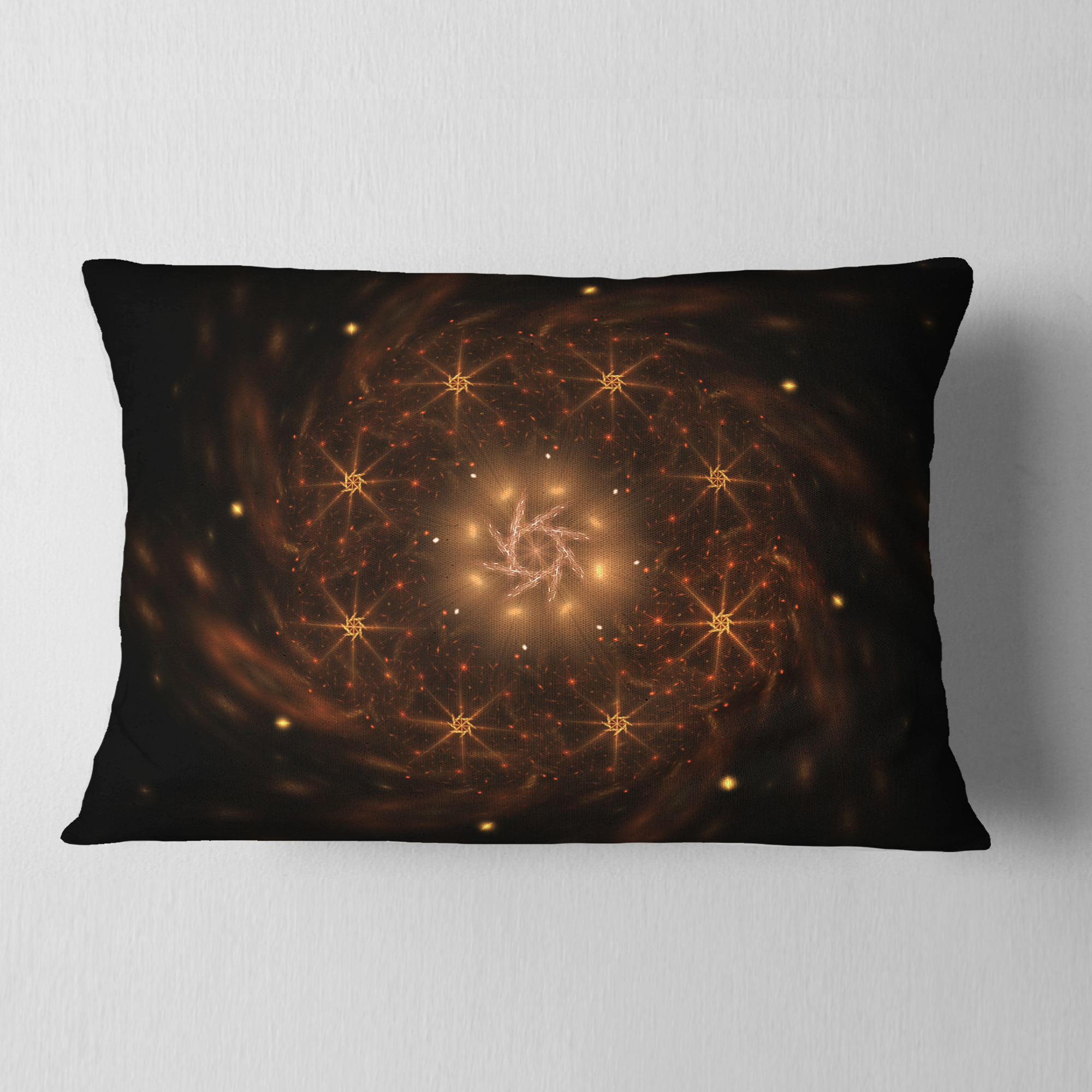 Designart Large Rounded Brown Fractal Flower - Floral Throw Pillow - 12x20