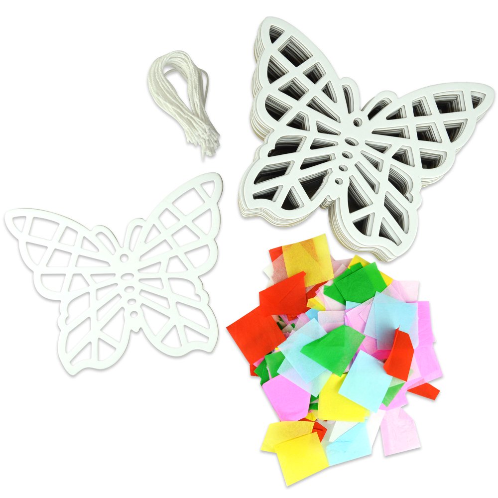 24 Pack DIY Butterfly Suncatcher Tissue Paper Crafts