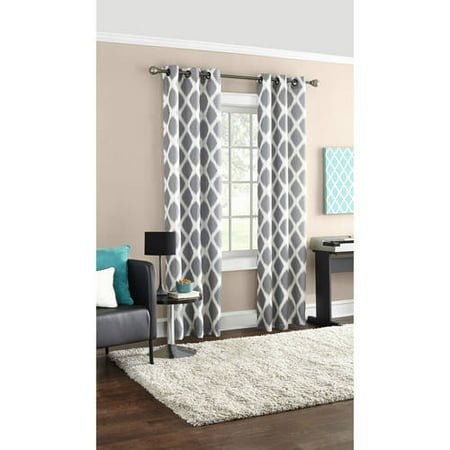 Grommet Top Drapery Panels Mainstays Geometric Textured Grommet Top Window Curtain Panel, Multiple Sizes and Colors Available ()