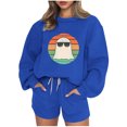 thumbnail image 1 of Puntoco Conjunto De Sudadera Y Pantalón Con Cuello Redondo Y Manga Larga Para Mujer, Estampado De Halloween, Informal, Azul, Xl, 1 of 3