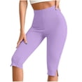 thumbnail image 2 of Diufon Capri Leggings for Women High Waisted Side Slit Stretch Cropped Pants Summer Casual Capris Yoga Pant, 2 of 8