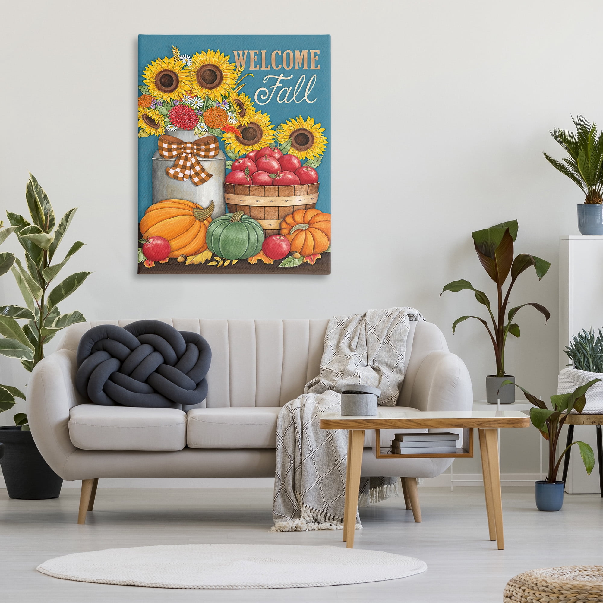 Stupell Industries Welcome Fall Harvest Botanical & Floral Painting Gallery Wrapped Canvas Art Print Wall Art, 36 x 48