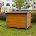 thumbnail image 2 of Pefilos 44" Wood Dog House for Medium Dogs with Plastic Curtain, Insulation Mat, Outdoor Weatherproof Pet Cat House, Brown, 2 of 7