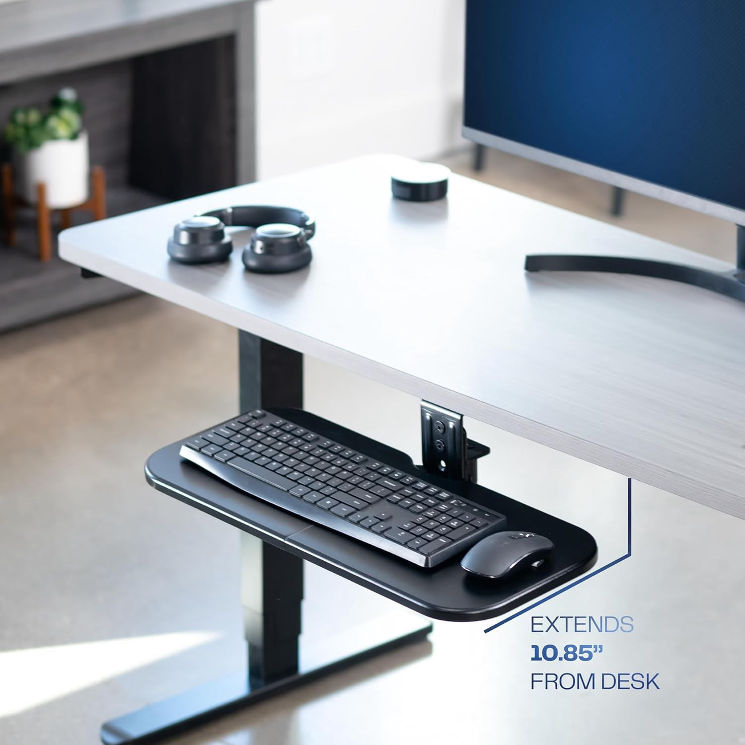 Under Desk Rotating Keyboard Tray, 23x10 Inch Ergonomic Swiveling Mouse Platform with 360 Rotation for PC Computer Setup, Black
