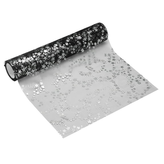 Uxcell Black Silver Table Runner Roll, 11" x 9 Feet Sequin Foil Metallic Mesh Decoration