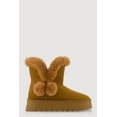 thumbnail image 2 of Women's Faux Suede Platform Booties with Faux Fur Pom Poms, 2 of 3