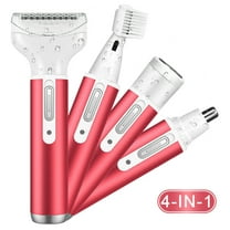 4 in 1 Electric Razor for Women Cordless Hair Removal Ladies Shaver Painless Body Hair Trimmer Remover Rechargeable Epilator for Bikini Facial Nose Ear Eyebrows Leg Armpit Clipper Grooming Groomer Kit