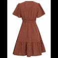 thumbnail image 1 of Vestido Corte A con Escote en V Color Rojo Ladrillo M, 1 of 10
