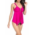 thumbnail image 1 of EYIIYE Women's Conservative Swimsuits 2 Pcs Set Ladies Solid Color Tank Tops Ruffled Hem Camisole with Shorts Tankini Swimwear Bathing Suits Beachwear, 1 of 5