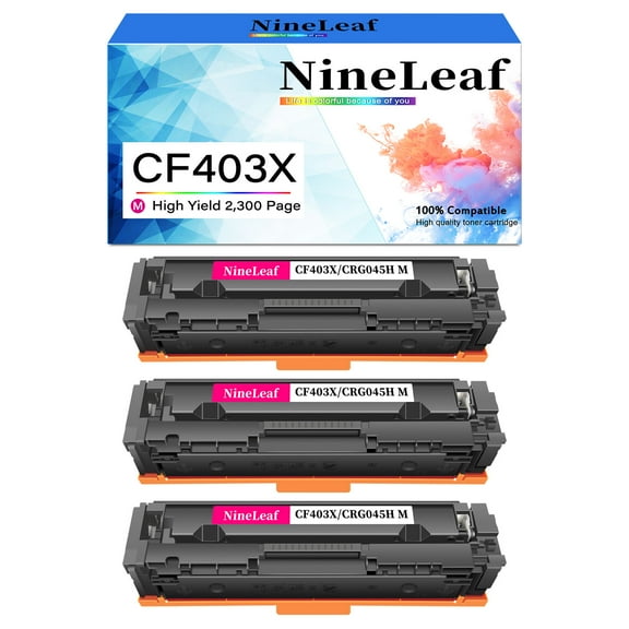 NineLeaf High Capacity Compatible Toner Cartridge Replacement for HP 201X CF403X work for Color Laser Jet MFP M277dw M252dw M277n M277c6 Printer (Magenta,3 Pack)