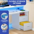 thumbnail image 3 of ModFusion 47" Home Office Computer Desk for Small Space with LED Lights, Power Outlets, Storage Drawers & Monitor Stand, White, 3 of 10