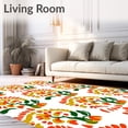 thumbnail image 2 of ODIKA 5'x7' Machine Washable Non-Slip Area Rug, Artful Patchwork Blend of Abstract Florals and Curvilinear Stripes High Traffic Rug, Orange, 718929, 2 of 5
