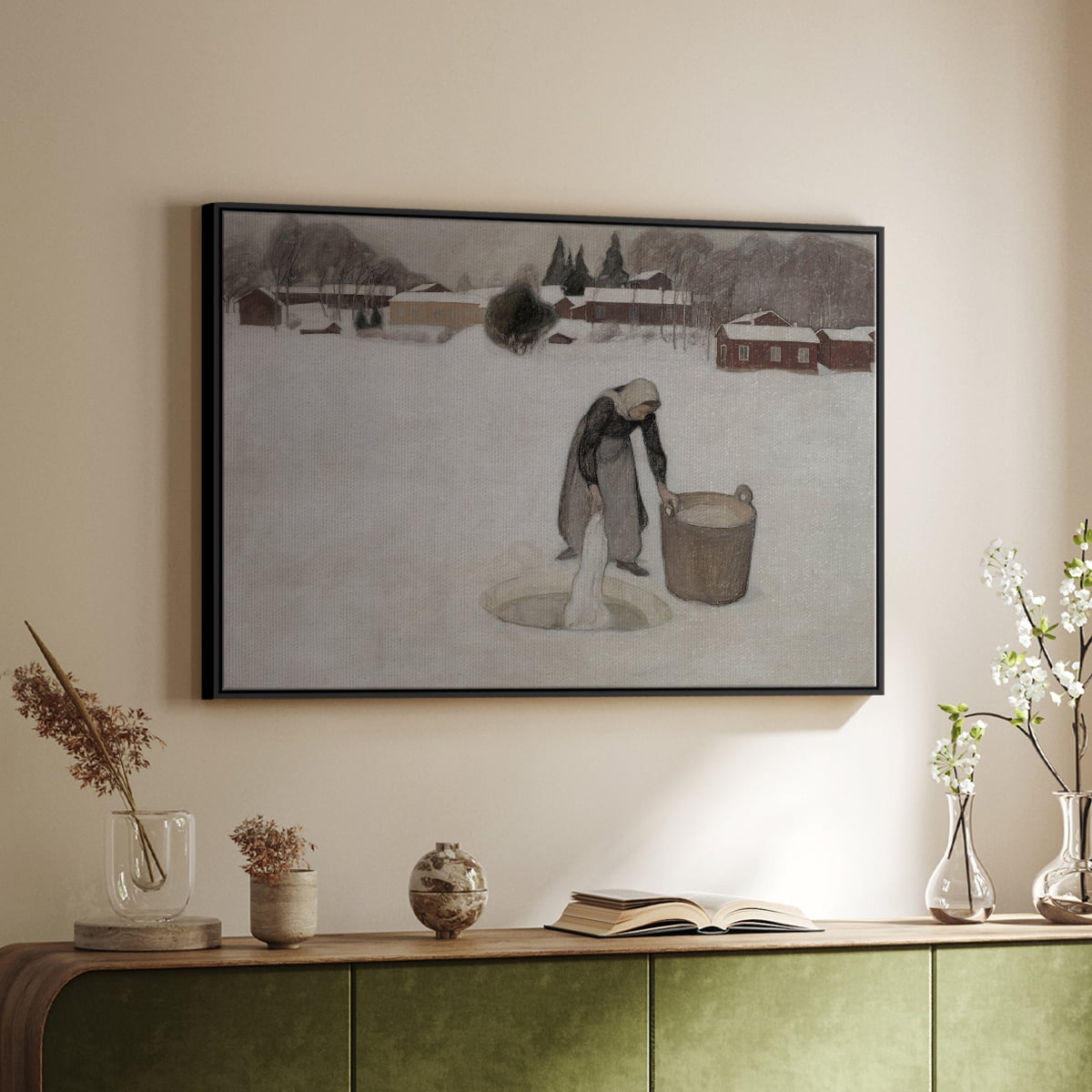 Vintage Landscape-CCCXCIX By Wexford Home Framed in Black Wood Gallery Wrapped Canvas 25 in. x 37 in.