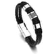 thumbnail image 1 of Pulsera para hombre de cuero con cierre magnético negro de acero inoxidable, 1 of 5
