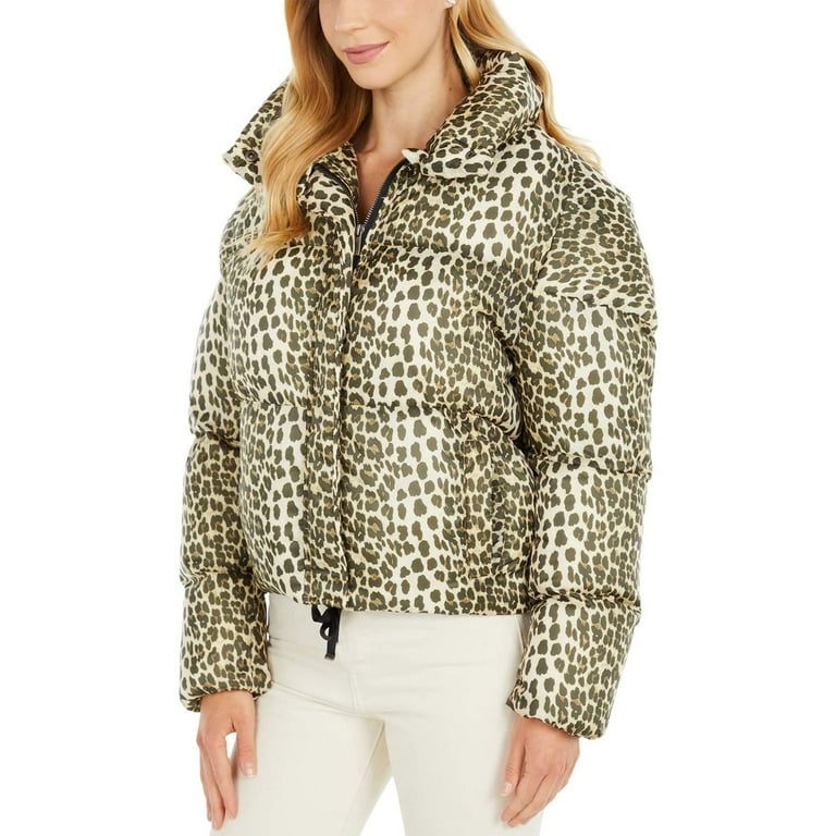 Apparis Paula Tan Leopard I Cropped Nylon Puffer Jacket S