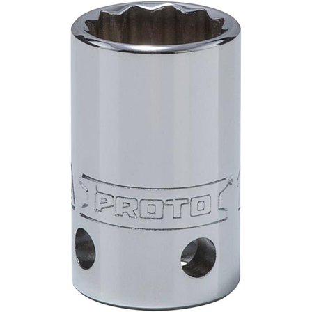 Queller Wholesale  0.5 in. Drive 17 mm Proto Socket - 12-Point, Standard - Tether Ready, Chrome