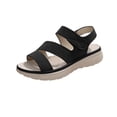 thumbnail image 1 of Fish Mouth Sandals for Women, Open Toe Thick Sole with Hook-and-Loop Closure, Breathable Straps, Solid Color Design, Comfortable Cushioned Footbed, Casual Spring Summer Wear, 1 of 9