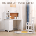 thumbnail image 6 of COZONY Small Kids Study Desk with Storage Shelves and Cork Board, Wooden Learning Table for Children Ages 3-8,White, 6 of 11