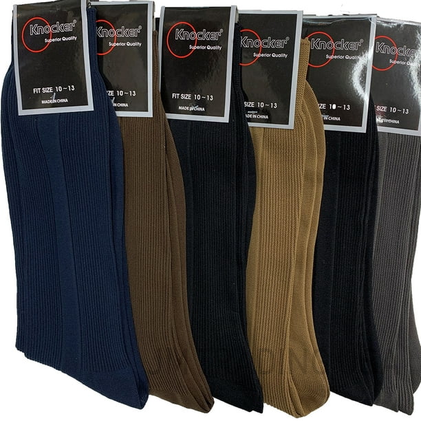 Knocker - 6 Pairs Mens Dress Socks Multi Color Casual Work Size 10-13 ...